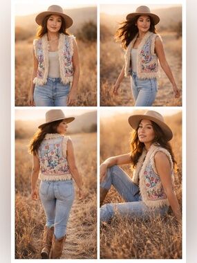 Spell & The Gypsy Collective Penny Lane Folk Town embroidered reversible vest